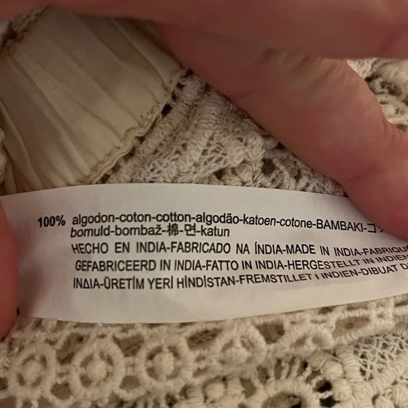 ZARA Trafaluc Ivory Crochet Lace Open-Back Blouse Top Medium - Picture 6 of 8